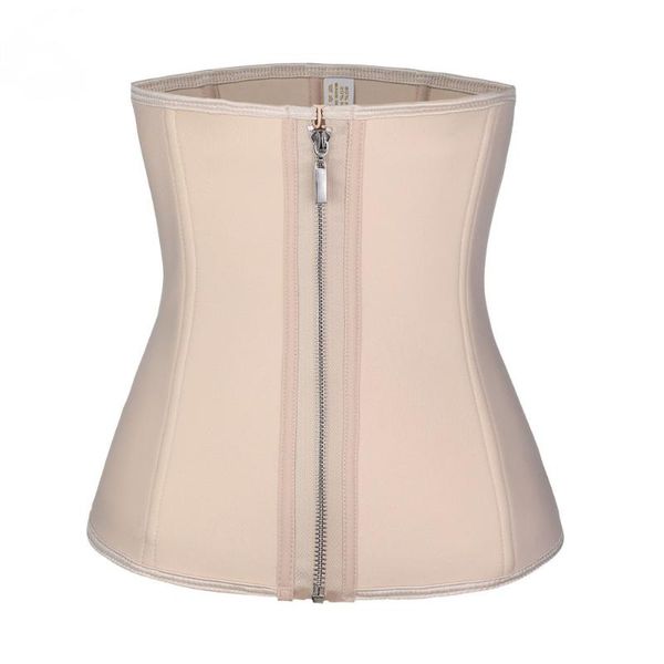 

women's shapers neoprene waist trainer zip up 3 hooks cincher steel boned training belt black corset minceur plus size 6xl gorset, Black;white