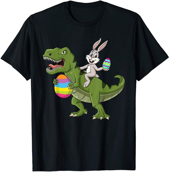 

rabbit riding t rex easter egg boys girls kids t-shirt boys men t-shirt, White;black