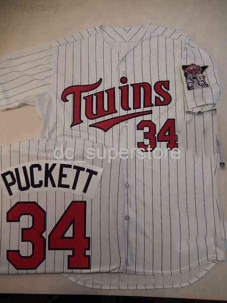 Custom Kirby Puckett White P/S Jersey New Stitch Qualquer Nome Número Homem Mulheres Junta de Baseball Juventude