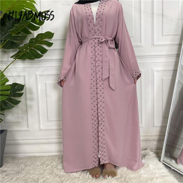 

ethnic clothing ramadan eid diamond beading abaya kimono dubai kaftan muslim cardigan abayas women casual robe femme caftan islam dress clot, Red