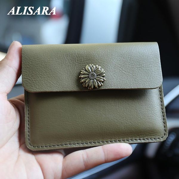 

card holders japan korea simple handmade vegetable tanned leather cowhide bag coin purse short driver license small wallet, Brown;gray