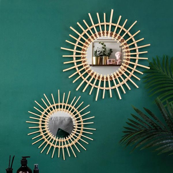 

mirrors rattan wall mirror handmade hanging decorative bedroom dressing table vanity round creative manual vine