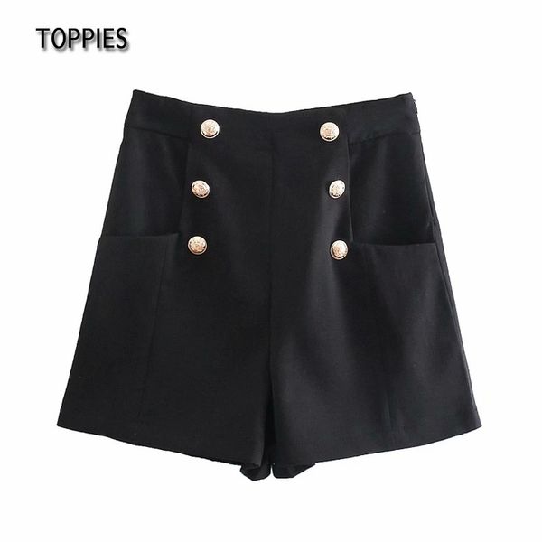 

ies black suit shorts button high waist bermuda shorts women streetwear fashion female bottoms 210412, White;black