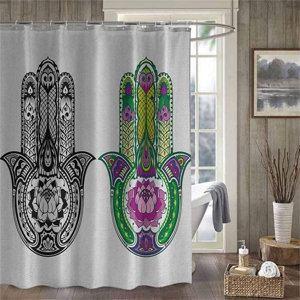 

cottdecor ha a odern hower curtain hand drawn y bol with flourihing lotu flower ancient protection power icon colorful hower