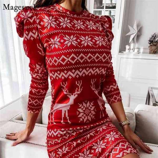 

long sleeve mini dress women vintage christmas knitted green red female club party casual es for vestido 12838 210512, Black;gray