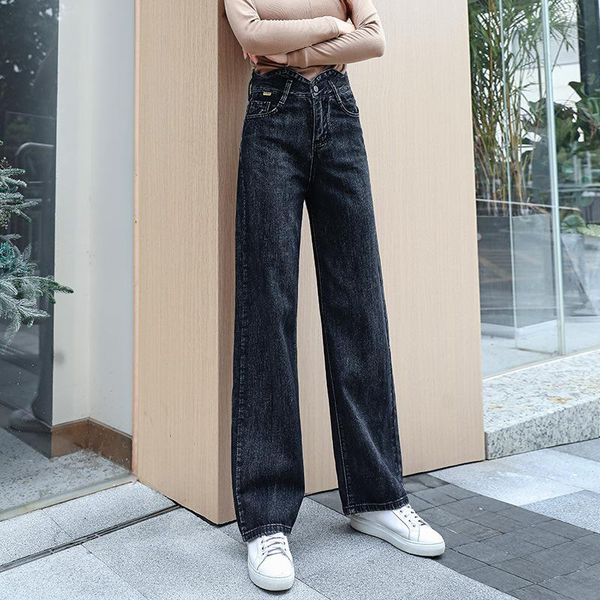 

women's jeans vintage cowboy pants women straight female high waist slim loose denim pant y2k casual washed mom fashion jean trousers 5, Blue