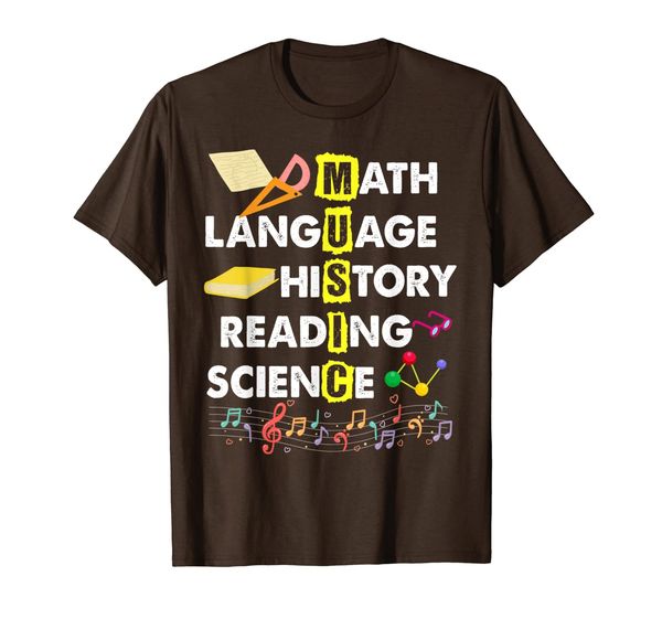 

music math language history reading science teacher gift t-shirt, White;black