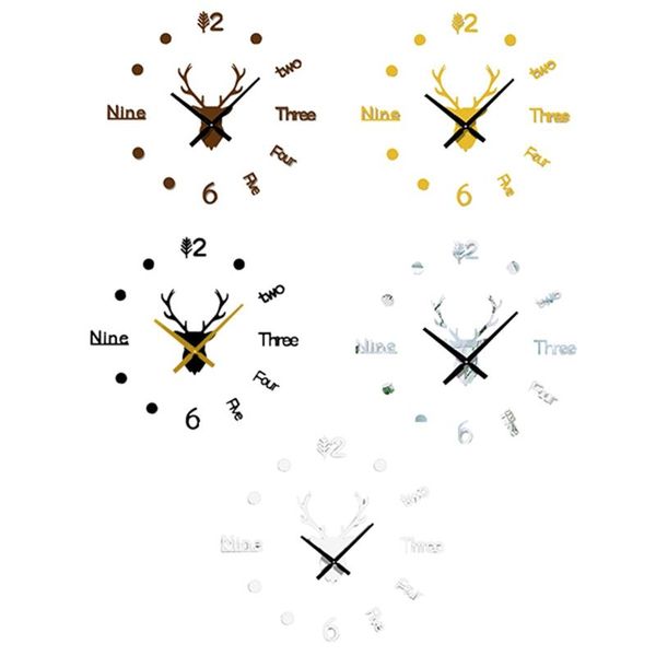 

wall clocks 3d diy mirror clock large size frameless mute for home decor