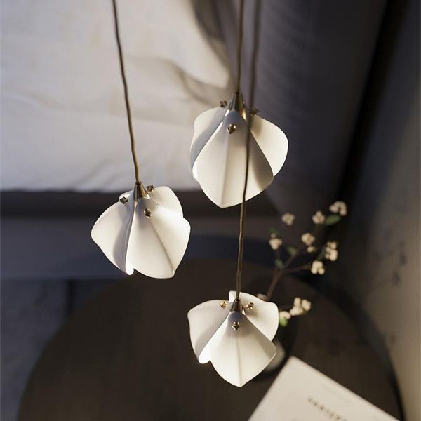 

chandeliers ceramic magnolia chandelier nordic el lobby villa bedroom dining room bedside duplex building living staircase lamp