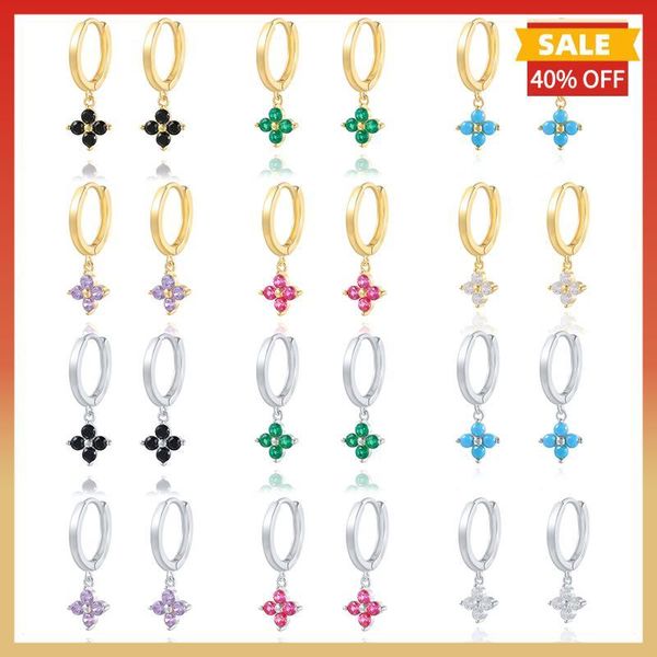 

hoop & huggie bling colorful crystal zircon earrings for women 925 sterling silver drop earring dangle pendientes jewelry birthday gift aret, Golden;silver