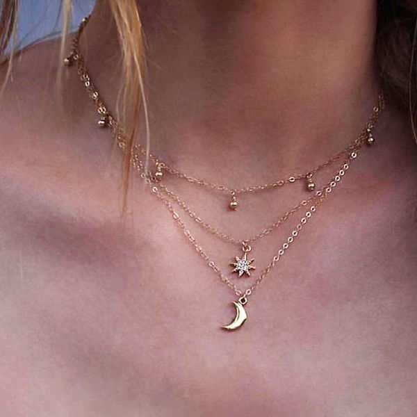 

jewelry multi layer beads gargantilla collares para mujer moda colgante collar xl-081 chains, Silver