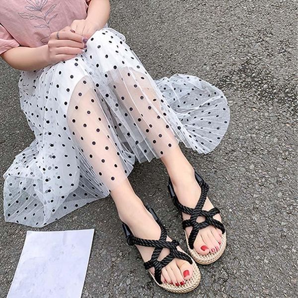 

women hollow sandals bottom low straw soles open toe beach shoes for summer -mx8, Black