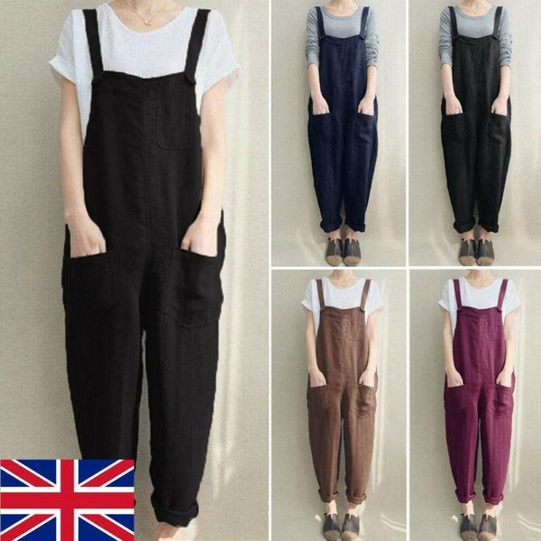 

fashion oversized dungaree loose overalls women pant cotton linen jumpsuit playsuit baggy romper trousers streetwear, Black;white