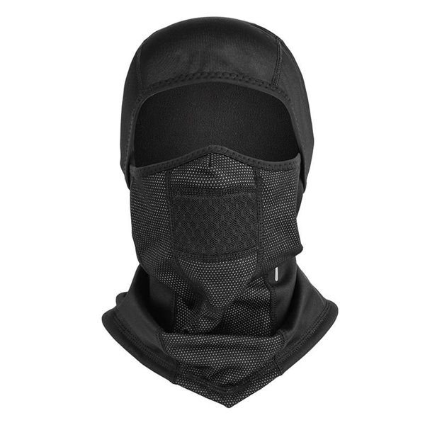 

cycling caps & masks windproof balaclava ski headgear for men outdoor full facial cover reflective fleece winter warmer steady, Black