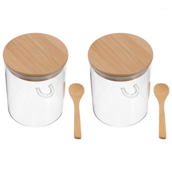 

storage bottles & jars 2pcs kitchen glass jar transparent sealing food
