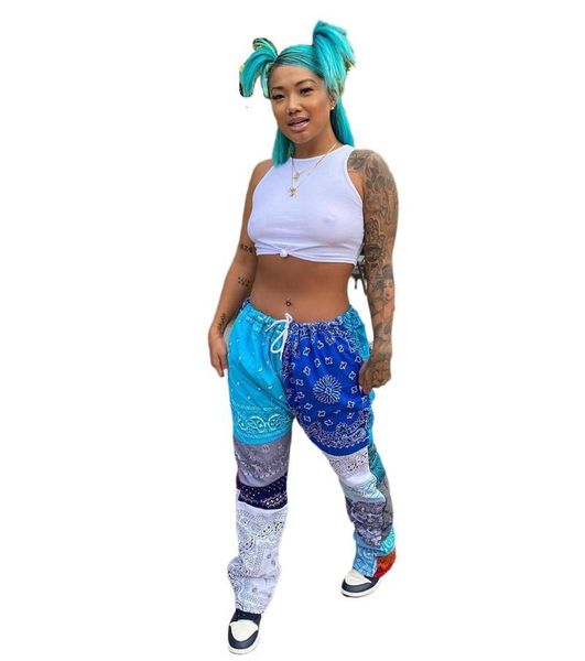 

Women's Pants & Capris Print Streetwear Stacked Sweatpant Jogger Woman High Waist Drawstring Ruched Hip Female Draped Cargo Bottoms MBM9, Black;white