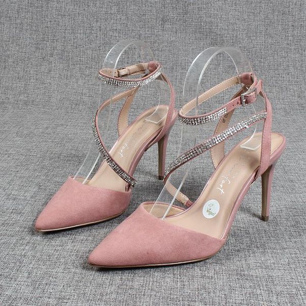 

sandals fashion womens shoes 2021 stiletto heels large size suit female beige shallow mouth luxury velvet big high rhinesto, Black
