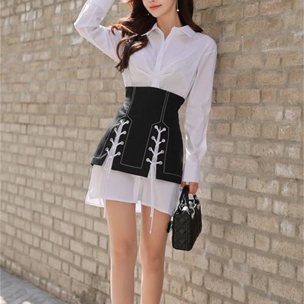 

two piece dress korean version of slim and commuting two-piece shirt ef0p, White
