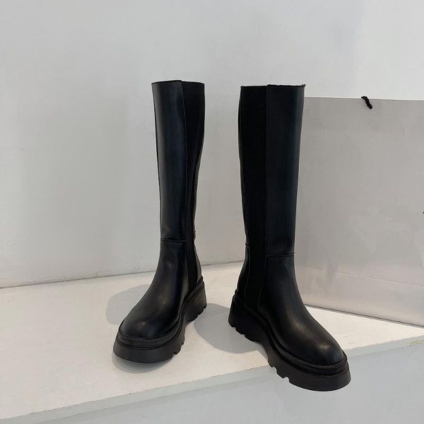 

boots women's rubber clogs platform rain med hoof heels pu basic, Black