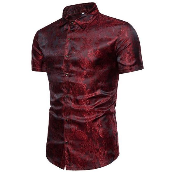 

men's casual shirts 2021 men summer spring shirt slim fit short sleeve print chinese style party fashionable blue white navy male top, White;black