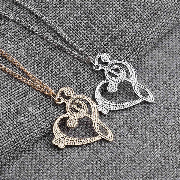 

75%off jewelry new love note necklace fashion hollow music symbol a1, Silver