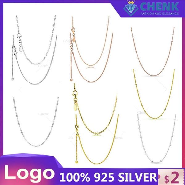 

chains necklace for women and men silver 925 sterling fit girl original fashion jewelry gift adjustable multi-size colorful