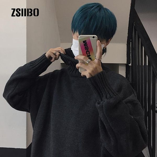 

women's sweaters winter harajuku ins leisure plus size loose casual female solid streetwear high neck knitted long sleeve bf college sw, White;black