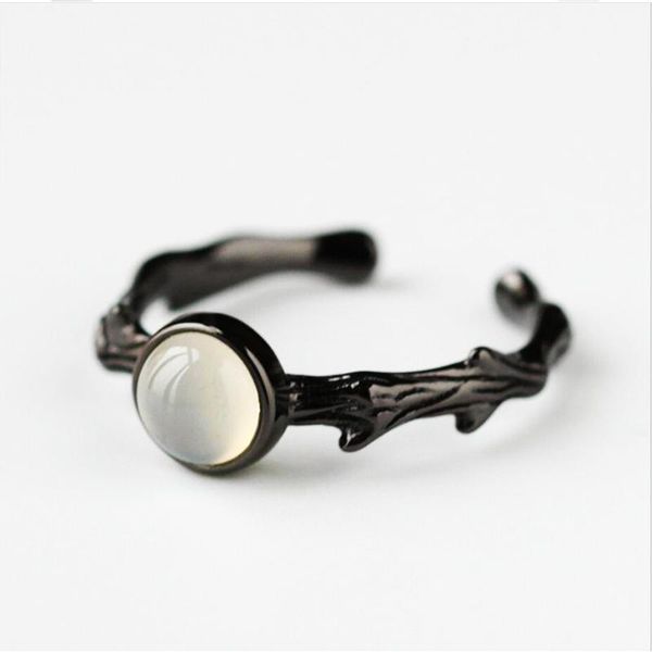 

cluster rings gemstone 925 sterling silver black plant adjustable for women fashion jewelry party engagement anniversary, Golden;silver