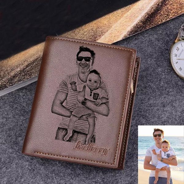 

personalized wallet gifts for men pu leather engraved p with zipper coin pocket fathers day man him husband, Red;black