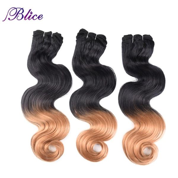 

blice synthetic hair weaving 18-26 inches #t colors body wave double long weft sew in extensions 100g/piece 3pieces/lot human ponytails, Black