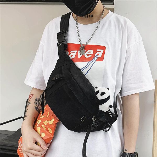 

canvas bag girl chest couple shoulder messenger student casual hip-hop original uoct.all waist bags