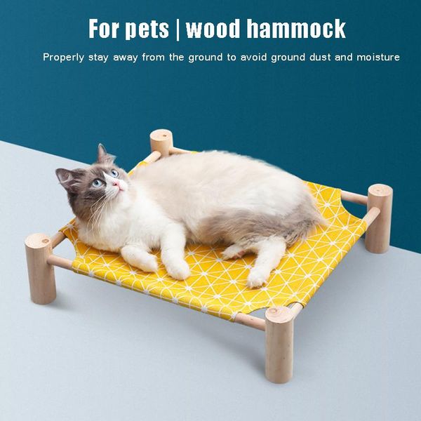 

cat beds & furniture pets bed removable canvas all seasons sleeping hammock dog supplies wooden house small dogs sofa mat pet accessories
