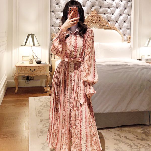 

casual dresses arrivals women fashion es ladies european serpentine printed bubble-sleeve swing vestidos de fiesta 8lj3, Black;gray