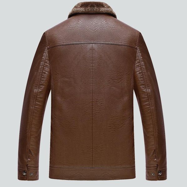 

men's fur & faux casual winter pu leather jacket men warm outerwear jaqueta masculino couro m-4xl black chaqueta cuero hombre cj225