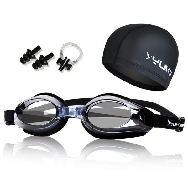 

goggles swimming accessories set antifogging waterproof optical glasses hat with ear protectors
