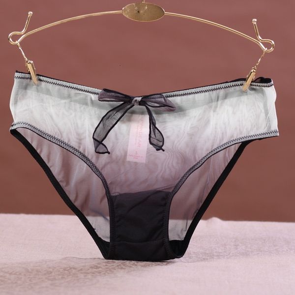 

gradient low waist mesh underwear women's triangle cotton file, Black;pink