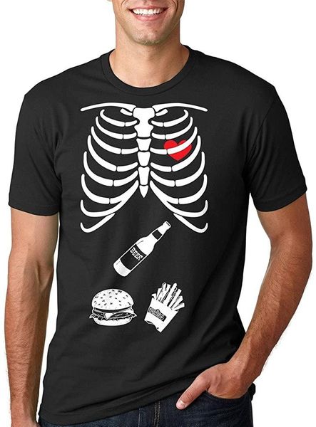 

men's t-shirts silk road tees halloween skeleton x-ray burger costume, White;black