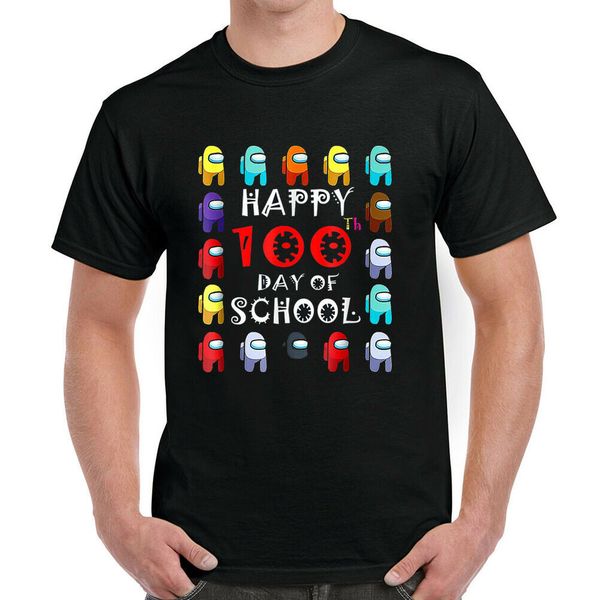 

happy 100 days of school among with us t-shirt, White;black