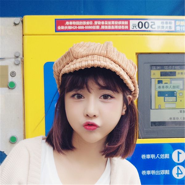 

academy style corduroy octagonal cap for men and women, Black;white