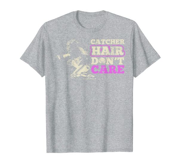 

funny catcher hair don't care softball gift idea t-shirt, White;black