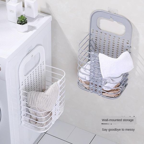 

laundry storage basket punch-foldable wall hanging dirty clothes hamper bathroom supplies clothing & wardrobe
