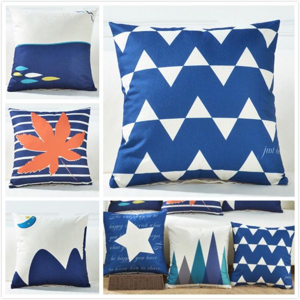 

blue beige 18x18inch 45x45 cm decorative throw pillow case sofa chair bed garden home back waist lumbar cushion cover pillowcase cushion/dec