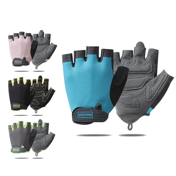 

nylon half-finger sports gloves men women gym training dumbbell non-slip cycling bike butterfly mesh summer thin fitness, Black
