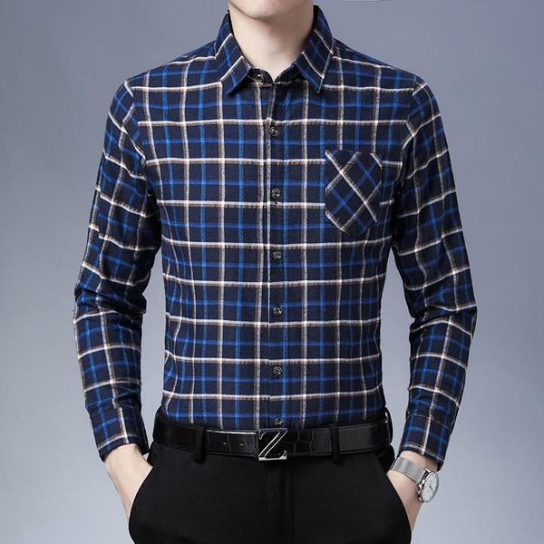

men's casual shirts 2021 fashion plaid men spring long sleeve dress shirt cotton slim fit camisa masculina drop c715, White;black