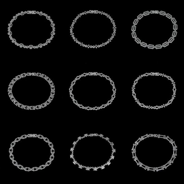 

link, chain bangles bracelets for women men 2021 fashion jewelry butterfly silver stainless steel bracelet couple charm gift, Black