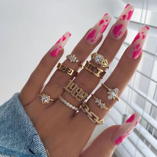 

false nails 24pcs/box coffin manicure tool full cover detachable fake long ballerina nail tips wearable, Red;gold