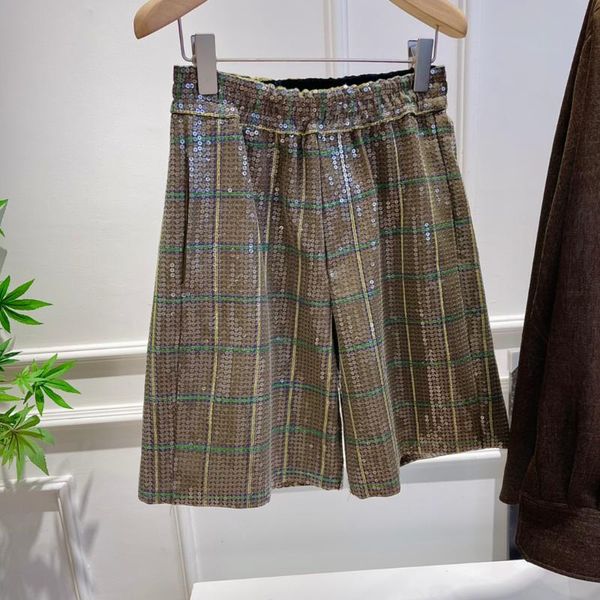 

ladies fashion loose sequin check pants 0112 women's & capris, Black;white