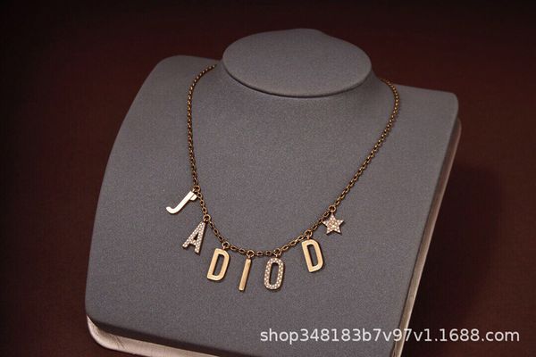 

D family brass letter Pendant Necklace neckchain, Silver