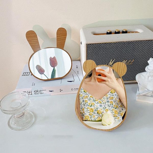 

mirrors nordic makeup mirror bear wooden dressing girly heart dorm bedroom decorative creative deskornaments