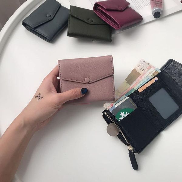 

wallets genuine leather short thin wallet 2021 style imported mini women, Red;black